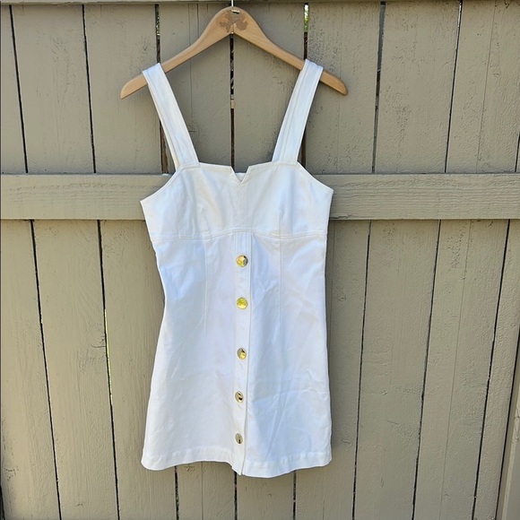 Derek Lam 10 Cosby White Denim Mini Dress Bodycon Sleeveless Spring Summer Sz 4 - Picture 1 of 7